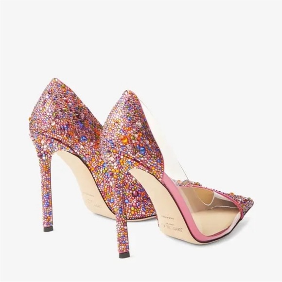 New JIMMY CHOO Cass 110 Clear Plexi Mini Multi Rainbow Crystal Pumps $2,495 39 - Picture 3 of 14